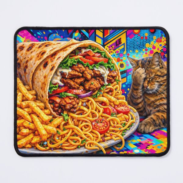 Item preview, Cat Loving Kebab and Fries with Noodles designed and sold by M-Y-A-R-T-.