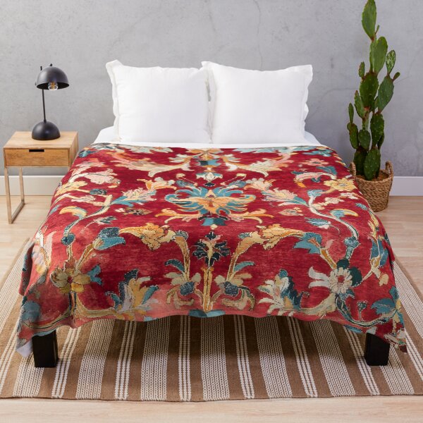 Item preview, Vintage Crimson Persian Floral Tapestry Pattern Wall Art Print designed and sold by GrinGalore.