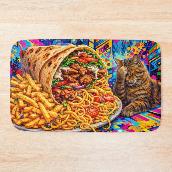 Item preview, Cat Loving Kebab and Fries with Noodles designed and sold by M-Y-A-R-T-.