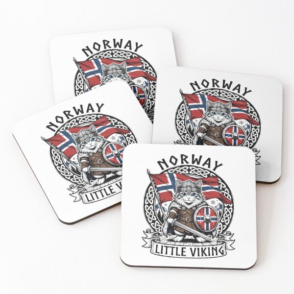 Item preview, Norwegian Viking Cat Cute Nordic Kitty Norway Flag Illustration designed and sold by get55shirt.