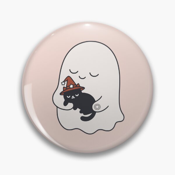 Item preview, Cute Ghost with A Black Cat Halloween Hat designed and sold by suncorner28.