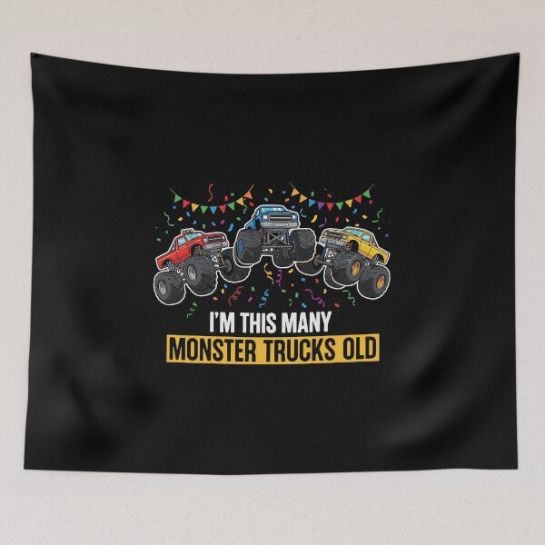 Item preview, I'm This Many Monster Trucks Old Third Birthday Boy Kids designed and sold by PopStars1993.
