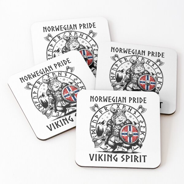 Item preview, Cute Norwegian Cat Viking Warrior Norway Flag Nordic Scandinavian Design designed and sold by get55shirt.