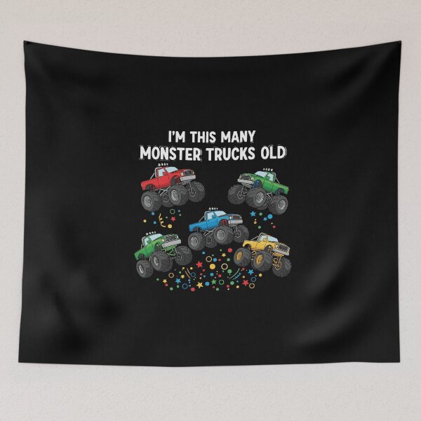 Item preview, I'm This Many Monster Trucks Old 5th Birthday Kid designed and sold by PopStars1993.
