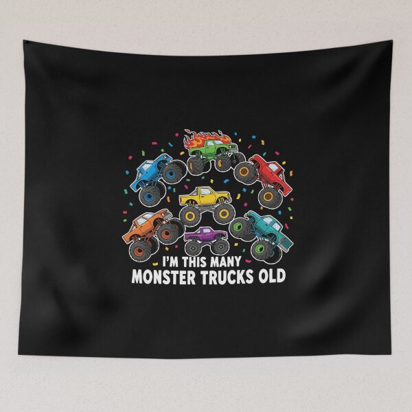 Item preview, I'm This Many Monster Trucks Old Kids Monster Truck Birthday Celebration designed and sold by PopStars1993.