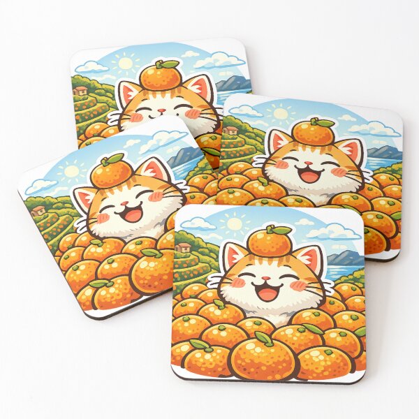 Item preview, Kawaii Mikan Cat Sticker – Happy Japanese Countryside Citrus Meme designed and sold by kawaii animal store (in Japan).