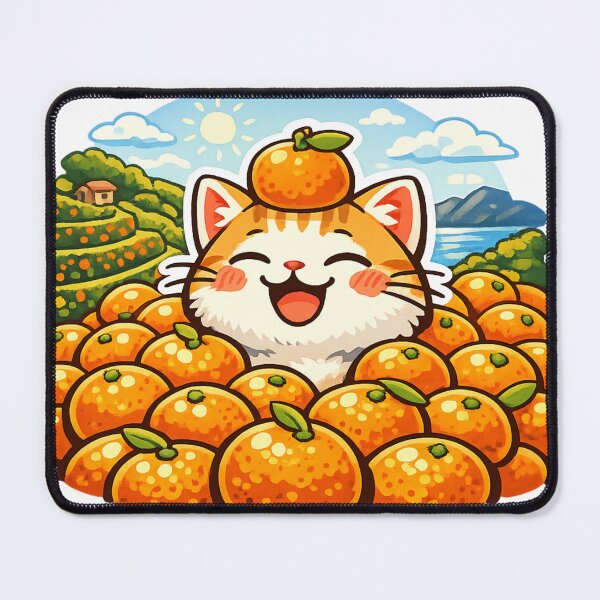 Item preview, Kawaii Mikan Cat Sticker – Happy Japanese Countryside Citrus Meme designed and sold by kawaii animal store (in Japan).