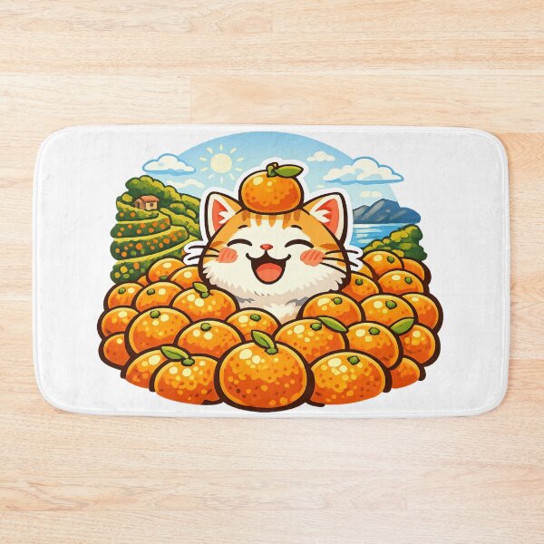 Item preview, Kawaii Mikan Cat Sticker – Happy Japanese Countryside Citrus Meme designed and sold by kawaii animal store (in Japan).