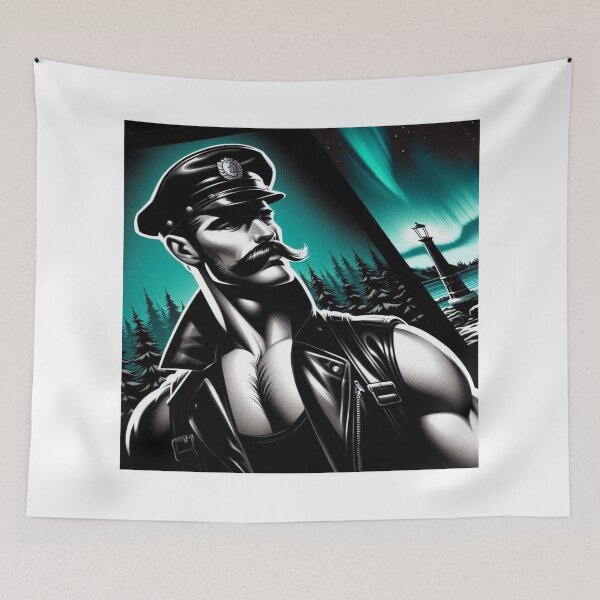 Item preview, Gay Daddy 1940s Eiksmarka Northern Lights Leather Daddy Norway Gay Art  designed and sold by ItsAKinkThing.