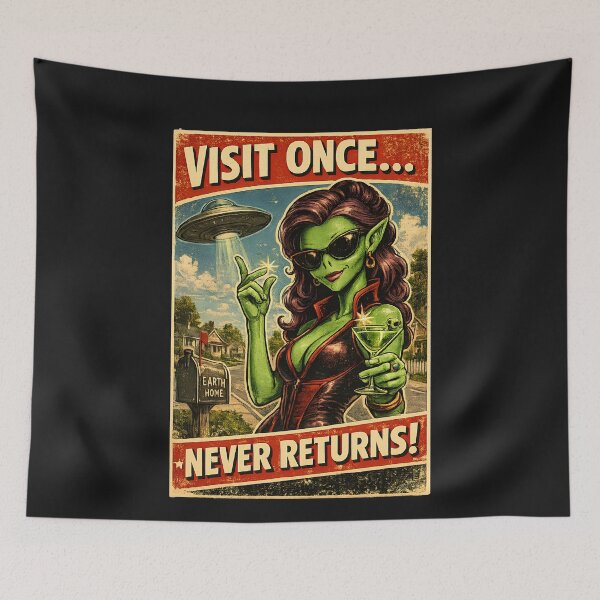 Item preview, Vintage Sci Fi UFO Cool Female Alien Poster designed and sold by Genius Geek.