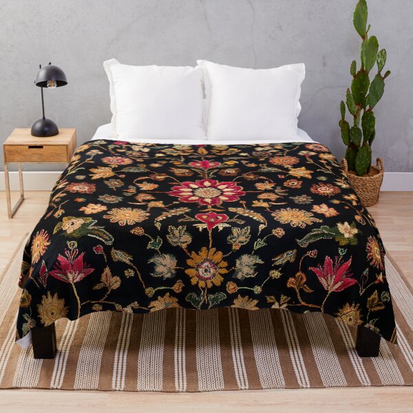 Item preview, Vintage Black Floral Tapestry Botanical Wall Art Print Design designed and sold by GrinGalore.