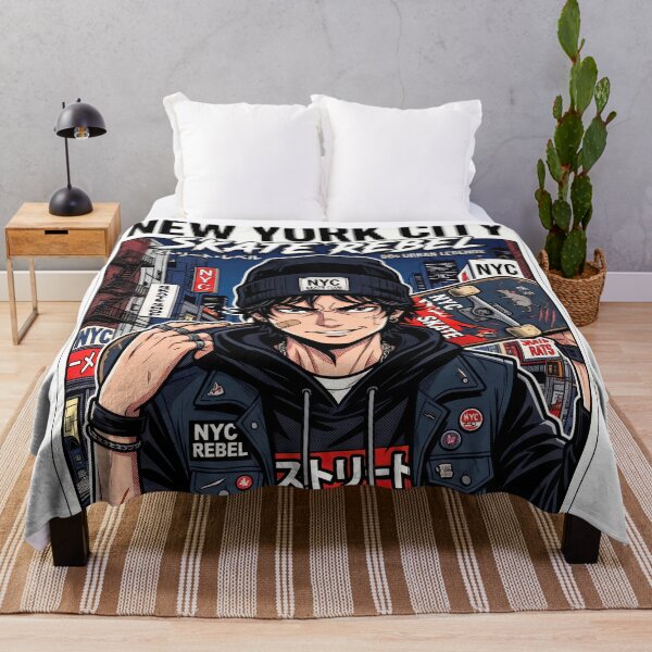 Item preview, NYC Skate Rebel Anime Boy Street Rats Streetwear Fashion designed and sold by DigitalArtx-com.