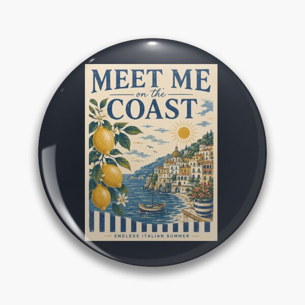 Item preview, Meet Me on the Coast Italian Summer Vintage Poster, Amalfi Lemon Travel Art designed and sold by MartBook.