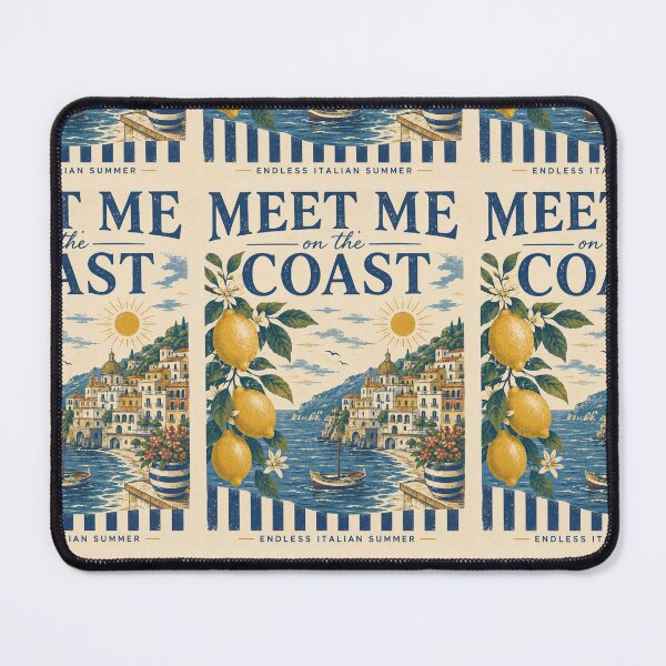 Item preview, Meet Me on the Coast Italian Summer Vintage Poster, Amalfi Lemon Travel Art designed and sold by MartBook.