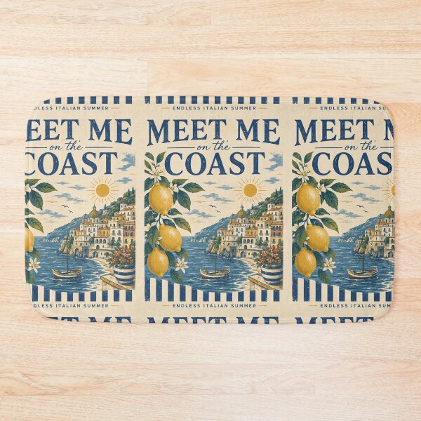 Item preview, Meet Me on the Coast Italian Summer Vintage Poster, Amalfi Lemon Travel Art designed and sold by MartBook.