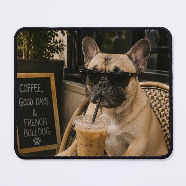 Item preview, Funny Dog Cafe , Cool Pug with Sunglasses Drinking Iced Coffee designed and sold by will freed18.