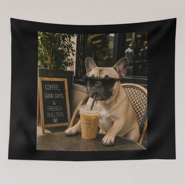 Item preview, Funny Dog Cafe , Cool Pug with Sunglasses Drinking Iced Coffee designed and sold by will freed18.