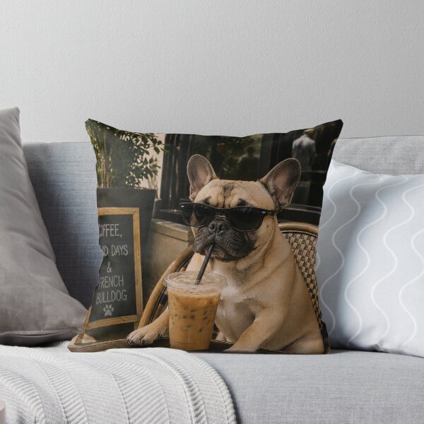 Item preview, Funny Dog Cafe , Cool Pug with Sunglasses Drinking Iced Coffee designed and sold by will freed18.