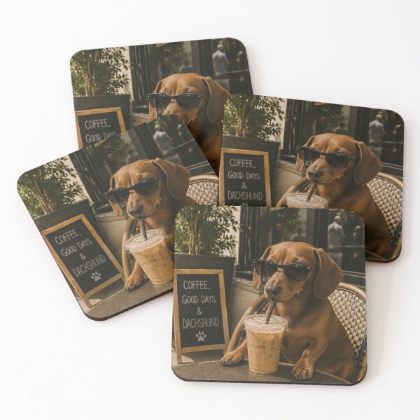 Item preview, Funny Dachshund with Sunglasses Drinking Iced Coffee designed and sold by will freed18.
