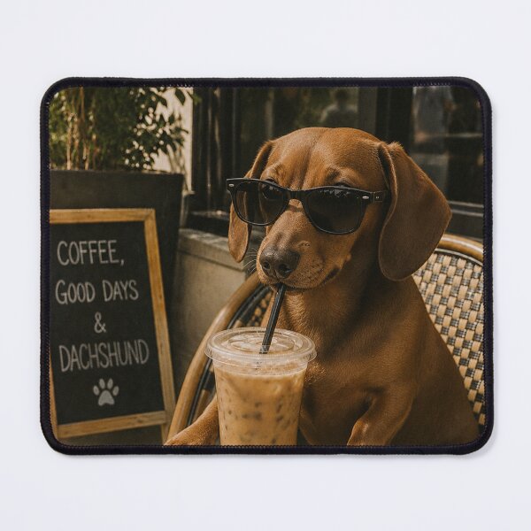 Item preview, Funny Dachshund with Sunglasses Drinking Iced Coffee designed and sold by will freed18.