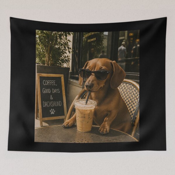 Item preview, Funny Dachshund with Sunglasses Drinking Iced Coffee designed and sold by will freed18.