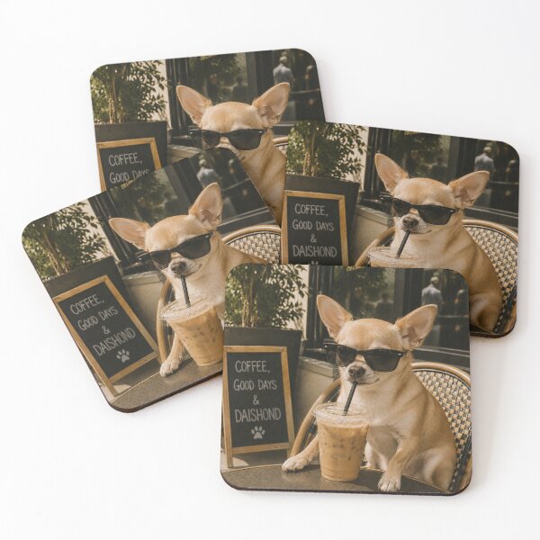 Item preview, Funny Dog Cafe , Funny Chihuahua with Sunglasses Drinking Iced designed and sold by will freed18.