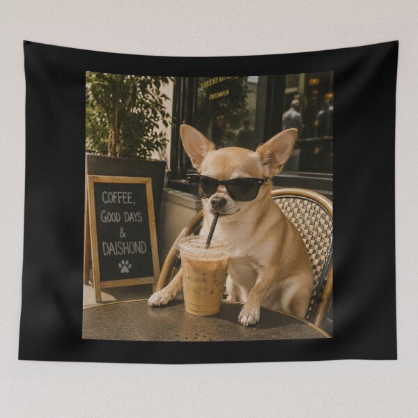 Item preview, Funny Dog Cafe , Funny Chihuahua with Sunglasses Drinking Iced designed and sold by will freed18.