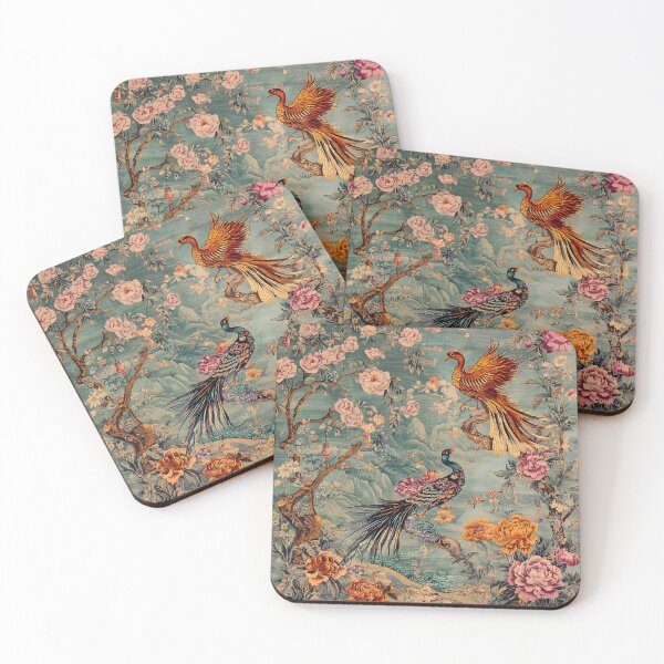 Item preview, Vintage Oriental Phoenix Peony Garden Botanical Wall Art Print designed and sold by GrinGalore.