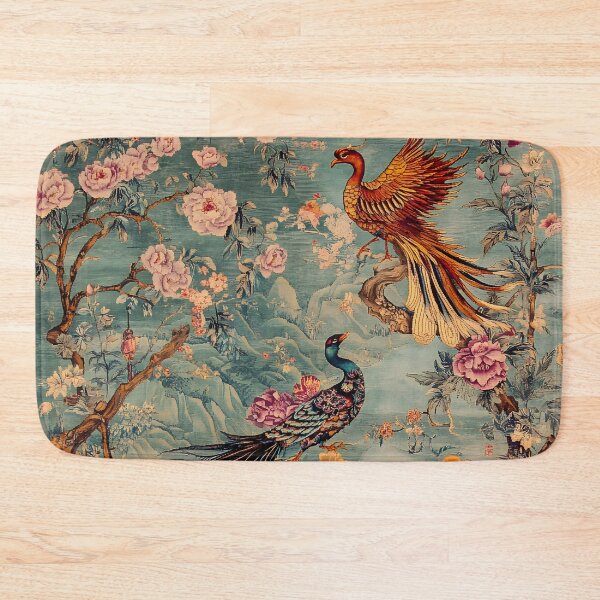 Item preview, Vintage Oriental Phoenix Peony Garden Botanical Wall Art Print designed and sold by GrinGalore.