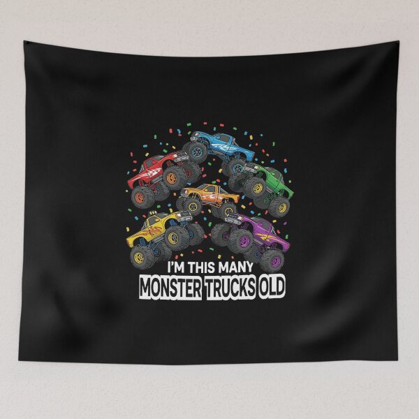 Item preview, I'm This Many Monster Trucks Old Seven Birthday Kid Monster Truck Lover designed and sold by PopStars1993.