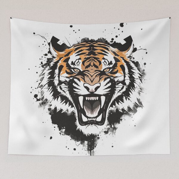 Item preview, Tiger Spirit Sumi E Japanese Ink Art Fierce Big Cat Shirt designed and sold by The Fine Print by BassAddict.
