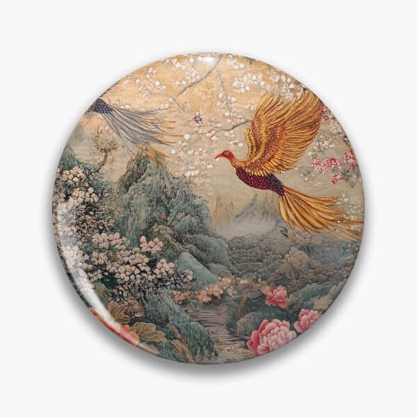 Item preview, Imperial Phoenix Cherry Blossoms Oriental Landscape Wall Art Print designed and sold by GrinGalore.