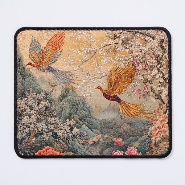 Item preview, Imperial Phoenix Cherry Blossoms Oriental Landscape Wall Art Print designed and sold by GrinGalore.
