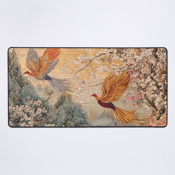 Item preview, Imperial Phoenix Cherry Blossoms Oriental Landscape Wall Art Print designed and sold by GrinGalore.