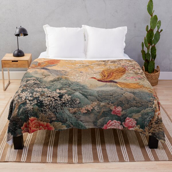 Item preview, Imperial Phoenix Cherry Blossoms Oriental Landscape Wall Art Print designed and sold by GrinGalore.
