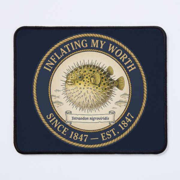 Item preview, Inflating My Worth Pufferfish Club Humor Badge designed and sold by CalmCapy Co.