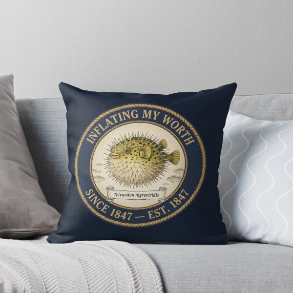 Item preview, Inflating My Worth Pufferfish Club Humor Badge designed and sold by CalmCapy Co.