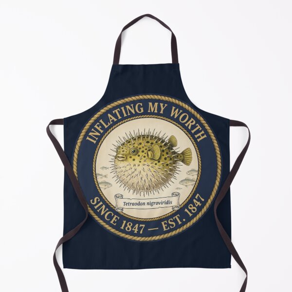 Item preview, Inflating My Worth Pufferfish Club Humor Badge designed and sold by CalmCapy Co.