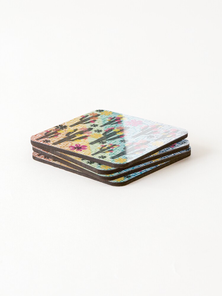 Thumbnail 4 of 5, Coasters (Set of 4), Colorful Cactus Pattern designed and sold by IvysCreativity.