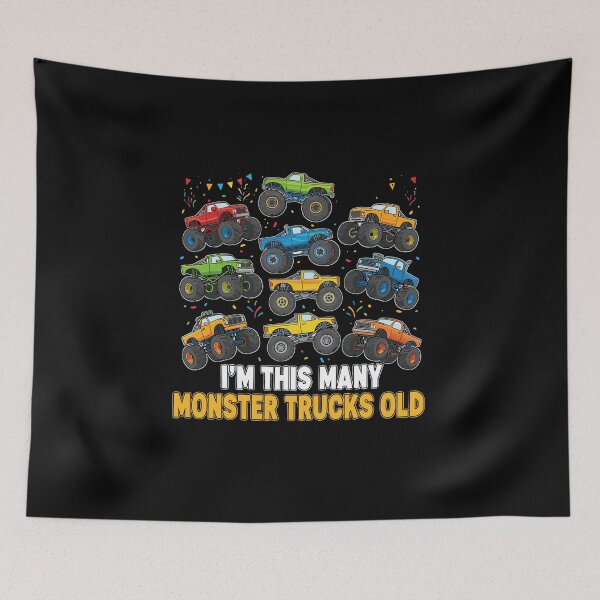 Item preview, I'm This Many Monster Trucks Old Monster Truck Birthday Boy designed and sold by PopStars1993.