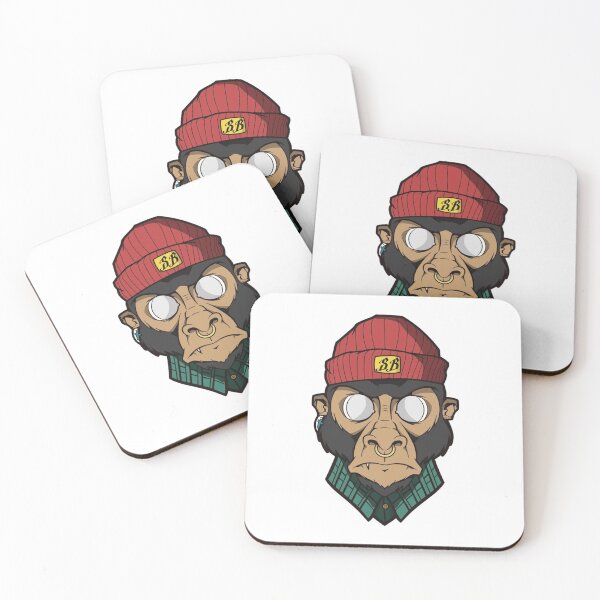 Item preview, Hipster Monkey with Red Beanie and Flannel Shirt designed and sold by Macias123.