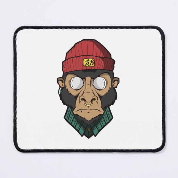 Item preview, Hipster Monkey with Red Beanie and Flannel Shirt designed and sold by Macias123.