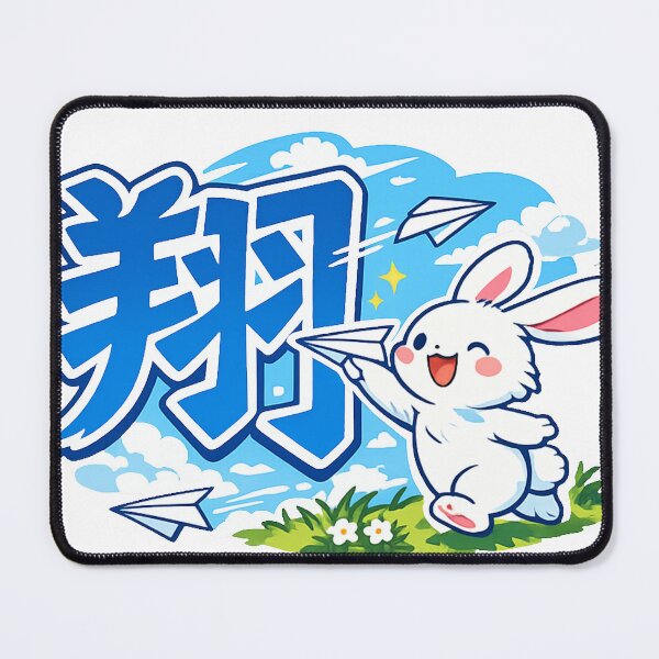 Item preview, Soar Kanji Rabbit Sticker | Kawaii Japanese Bunny with Paper Airplane Vector Design designed and sold by kawaii animal store (in Japan).