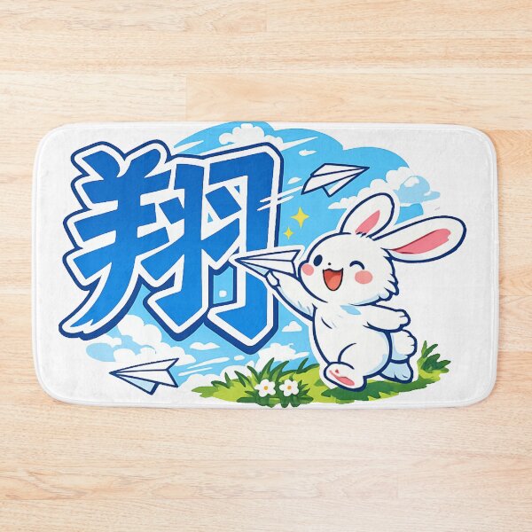 Item preview, Soar Kanji Rabbit Sticker | Kawaii Japanese Bunny with Paper Airplane Vector Design designed and sold by kawaii animal store (in Japan).