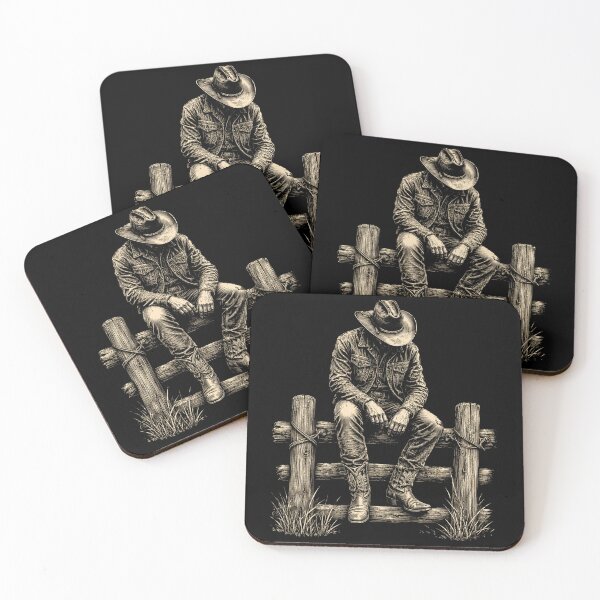 Item preview, Cowboy Sitting on Fence at Dusk Western Art designed and sold by will freed18.