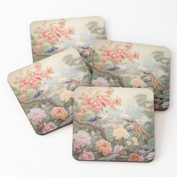 Item preview, Elegant Peonies and Paradise Birds | Vintage Asian Botanical Wall Art designed and sold by GrinGalore.