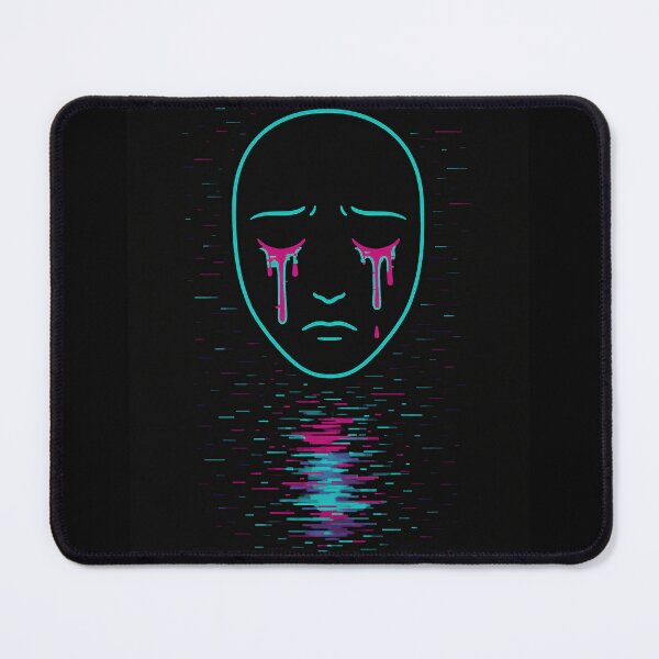 Item preview, Corrupted Face – Neon Glitch Digital Tears designed and sold by JupiterGlitchEmpire.
