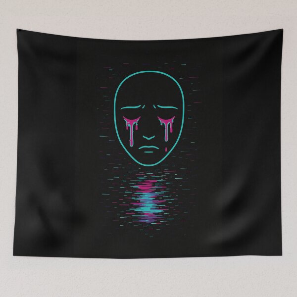 Item preview, Corrupted Face – Neon Glitch Digital Tears designed and sold by JupiterGlitchEmpire.