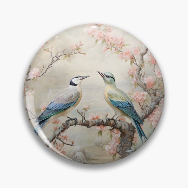 Item preview, Blossoming Songbirds on Cherry Blossom Branch | Vintage Asian Botanical Wall Art designed and sold by GrinGalore.