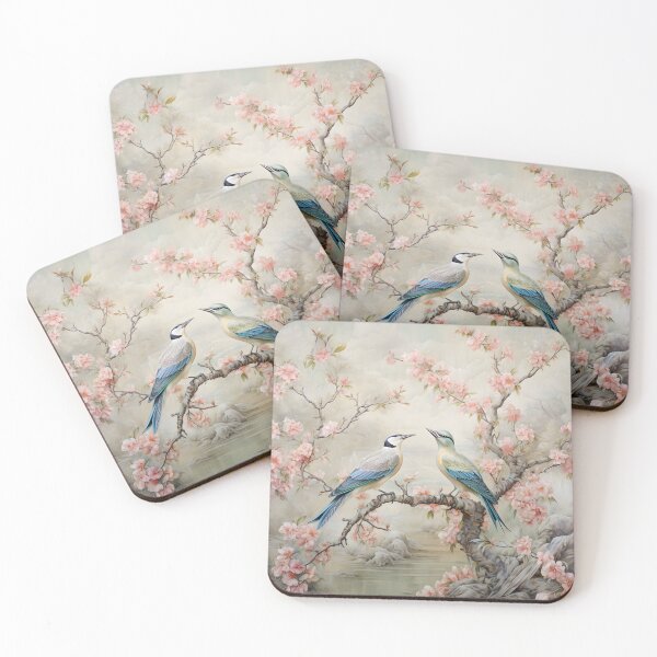 Item preview, Blossoming Songbirds on Cherry Blossom Branch | Vintage Asian Botanical Wall Art designed and sold by GrinGalore.